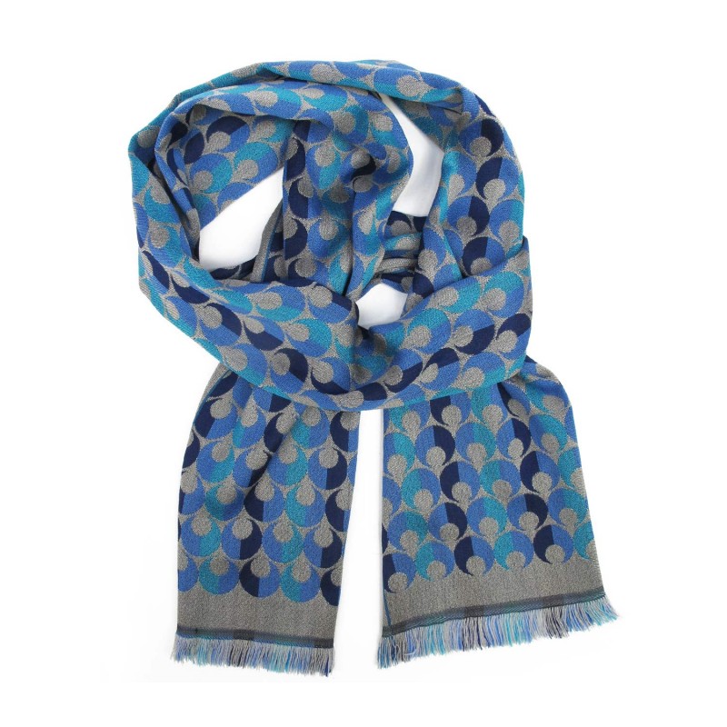 Narrow woven scarf silk wool made in Lyon by sophie Guyot silks