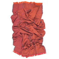 Maxi woven jacquard scarf silk wool, made in Lyon France by sophie guyot silks accessories fashion designer