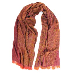 Maxi woven scarf, silk and cotton, made in Lyon France by sophie guyot silks accessories fashion designer