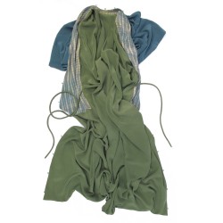 Kimono with pleated collar in silk chine crepe