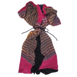 Kimono au col plissé en crêpe de chine