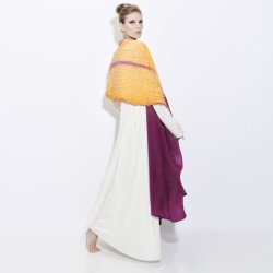 Longue écharpe plissée en crêpe de chine 100% soie, multicolore.