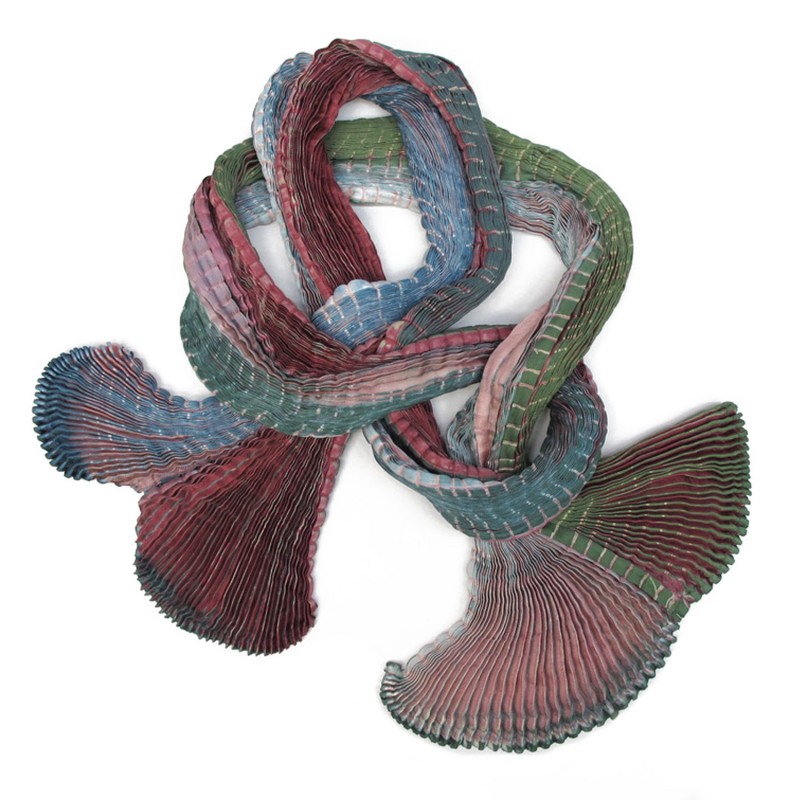 Plicatwill pleated full lenght scarf multicolor in silk twill made by sophie guyot silks in Lyon France