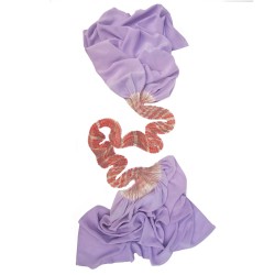 Long pleated scarf in 100% silk crepe de chine multicolored