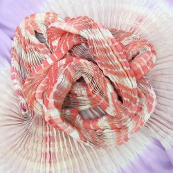 Long pleated scarf in 100% silk crepe de chine multicolored