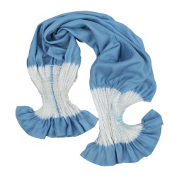 Short pleated scarf minipli two tones in silk twill, tie and dye by sophie guyot silk designer in Lyon France