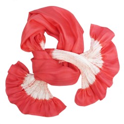 Short pleated scarf minipli two tones in silk twill, tie and dye by sophie guyot silk designer in Lyon France