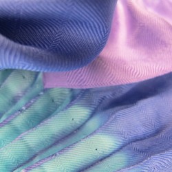 Short pleated scarf minipli multicolor in silk twill, tie and dye by sophie guyot silk designer in Lyon France