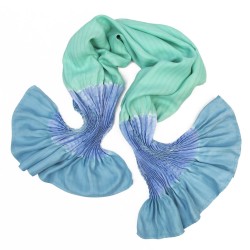 short pleated scarf minipli multicolor in silk twill, tie and dye by sophie guyot silk designer in Lyon France