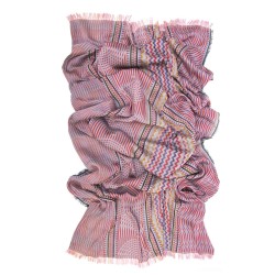 Maxi écharpe tissage jacquard soie coton, fabriqué à Lyon France par sophie guyot soieries studio de création accessoire et mode