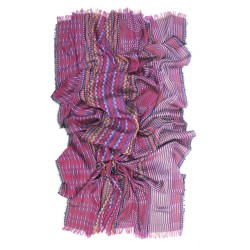 Maxi écharpe tissage jacquard soie coton, fabriqué à Lyon France par sophie guyot soieries studio de création accessoire et mode