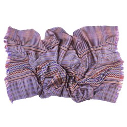 Maxi scarf kinetic silk & wool multicolor camel made in Lyon France by sophie guyot silk design fashion and accessory