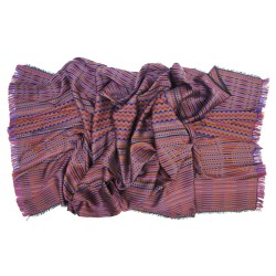 Écharpe tissée soie laine maxi multicolore fabriqué à lyon france, sophie guyot soieries créatrice mode et accessoire