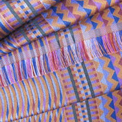 Écharpe format midi tissage jacquard soie laine  collection cinétique fabriqué à Lyon France par sophie guyot soieries
