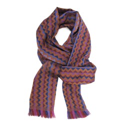 Narrow Scarf Wool Silk Multico Suede Zig zig