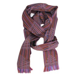 Narrow jacquard woven scarf wool silk kinetic made in Lyon France sophie guyot silk design