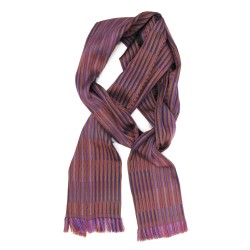 Narrow jacquard woven scarf wool silk kinetic made in Lyon France sophie guyot silk design