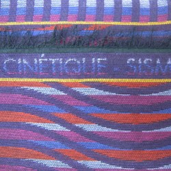 Narrow woven scarf silk cotton made in Lyon France by sophie guyot silks design kinetic collection