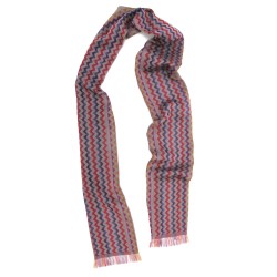 Narrow woven scarf silk cotton made in Lyon France by sophie guyot silks design kinetic collection