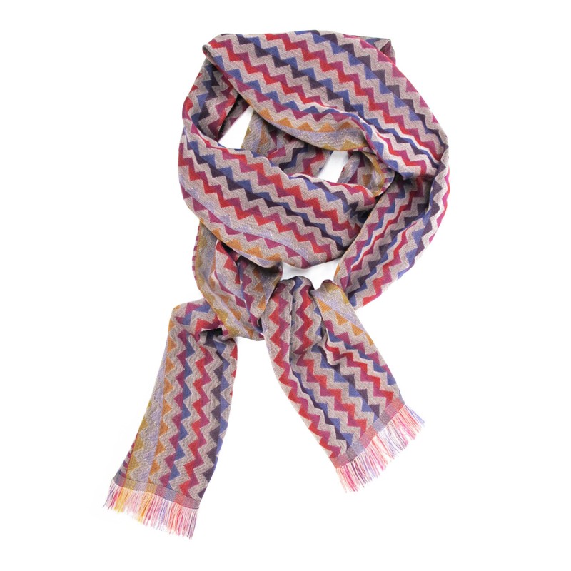 Narrow woven scarf silk cotton made in Lyon France by sophie guyot silks design kinetic collection