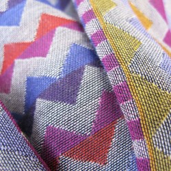 Narrow woven scarf silk cotton made in Lyon France by sophie guyot silks design kinetic collection