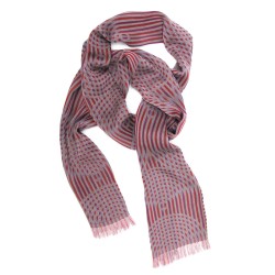 Narrow woven scarf silk cotton made in Lyon France by sophie guyot silks design kinetic collection