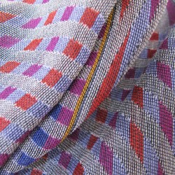 Narrow woven scarf silk cotton made in Lyon France by sophie guyot silks design kinetic collection